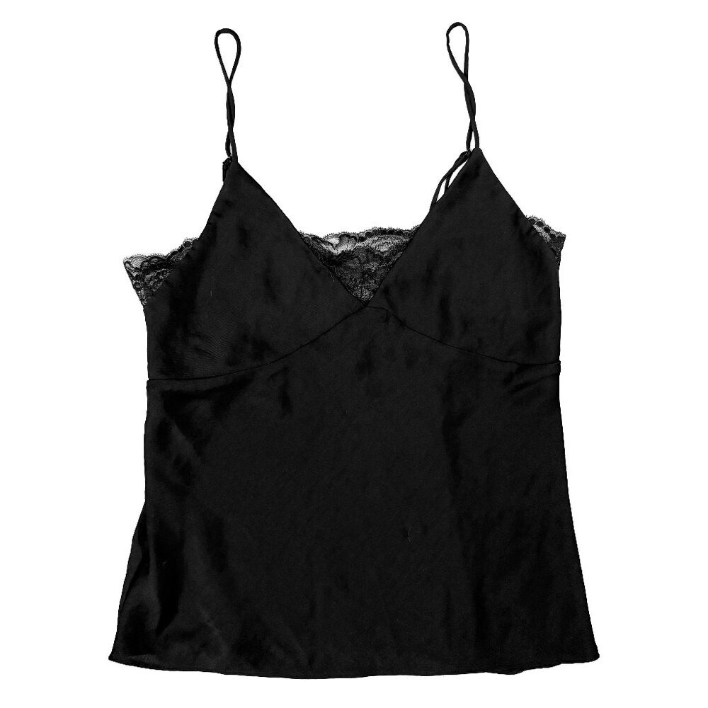 Lace trim silky camisole tank